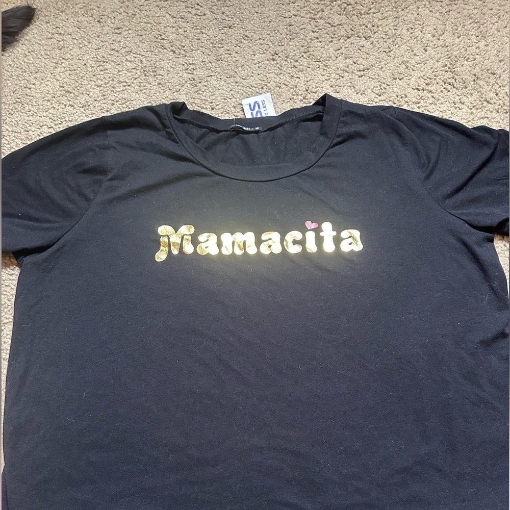 NEW w/tag SS Black Tee -Halloween Ready or Any day —Black -Gold Mamacita w/❣️2X